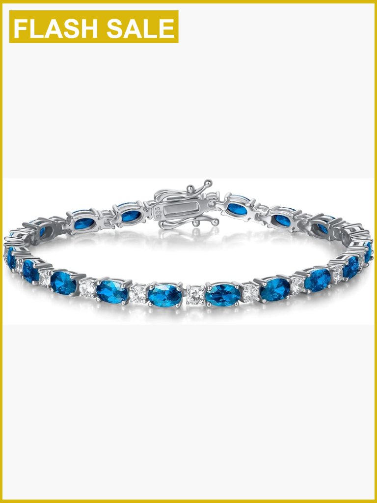 Sterling Silver Created Topaz Tennis Bracelet For Women 7"